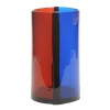 Two Lines Vase - Clear Dark Ruby, Blue