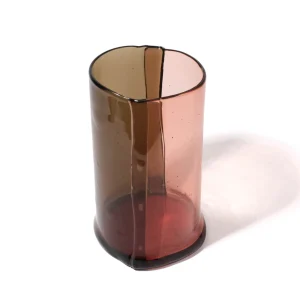 Two Lines Vase - Clear Fumè And Clear Antique Pink