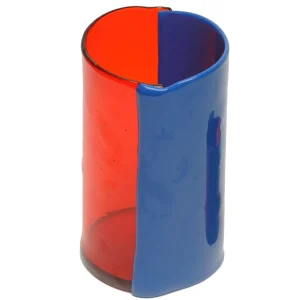 Two Lines Vase - Clear Red And Matt Dark Lavender