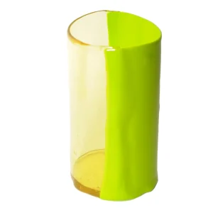 Two Lines Vase - Clear Yellow And Matt Lime